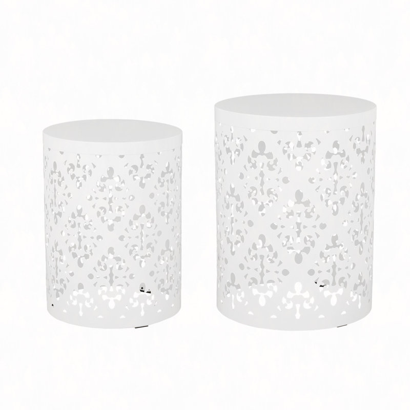 Table de bout en métal S / 2, Blanc