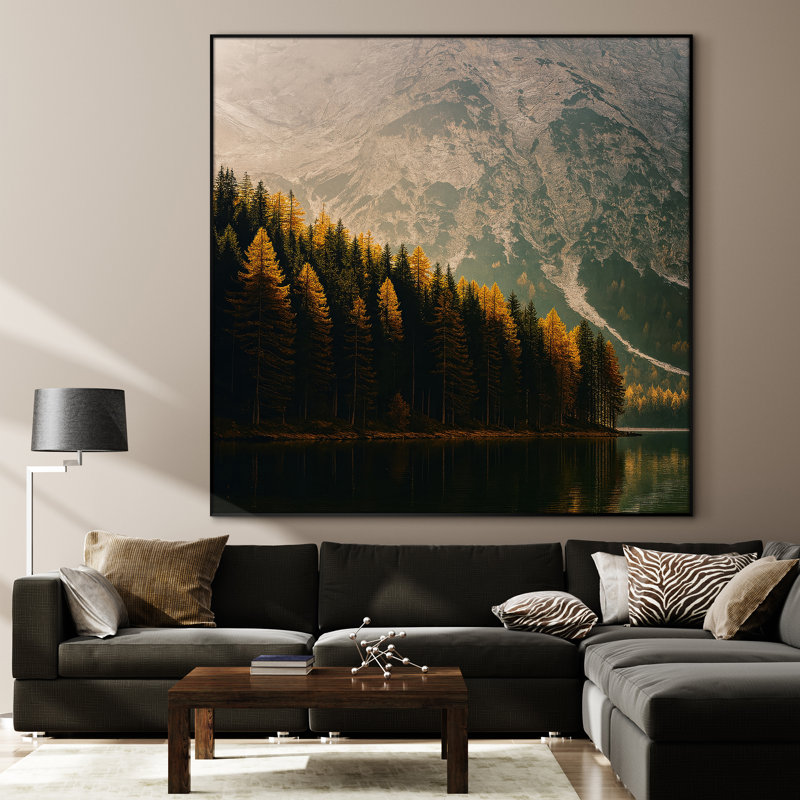 Très grande reproduction d'art sur toile - Paysage de montagne, œuvre d'art pour le salon ou la chambre à coucher - «Assemblage requis du cadre (cadre non fini)»