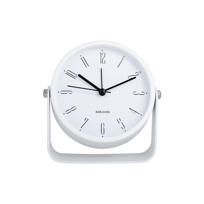 Iron Mechanical Alarm Tabletop Clock, White