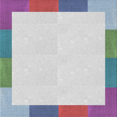 Tapis orange motif/vert/bleu