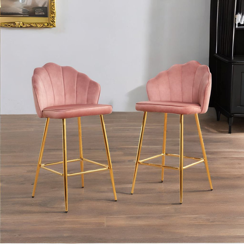 Chaise de bar en forme de coquillage, Rose