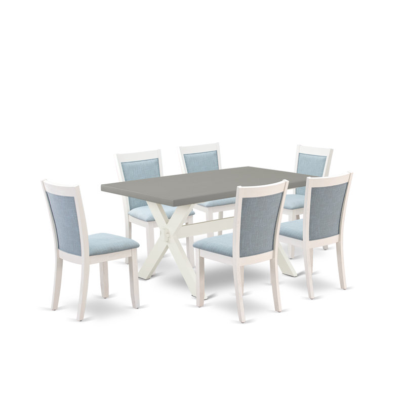 Ensemble de table de salle à manger moderne - une table de salle à manger et des chaises de salle à manger en lin avec dossier élégant