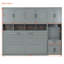Lit escamotable simple simple avec placard, tiroirs et bureau - gris