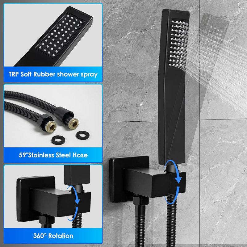Matte Black Stainless Steel Multi-Head Rain Shower System