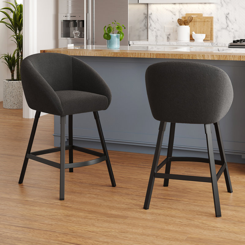 Ensemble de 2 tabourets de bar, tabouret de bar rembourré avec dossier, tabourets de bar à hauteur de comptoir pour îlot de cuisine