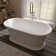 60" X 30" Classic American Style Solid Surface Freestanding Bathtubs Resin Stone Soaking Tubs In Matte White With Roman Stripes Design