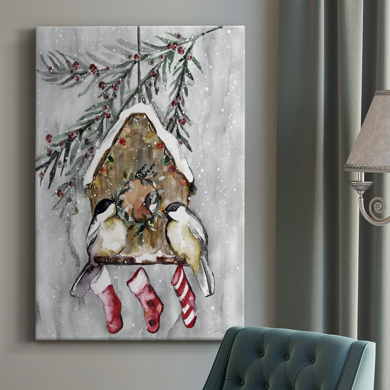 Oiseaux d'hiver - reproduction sur toile tendue, H 48 po x l 32 po x P 1 po