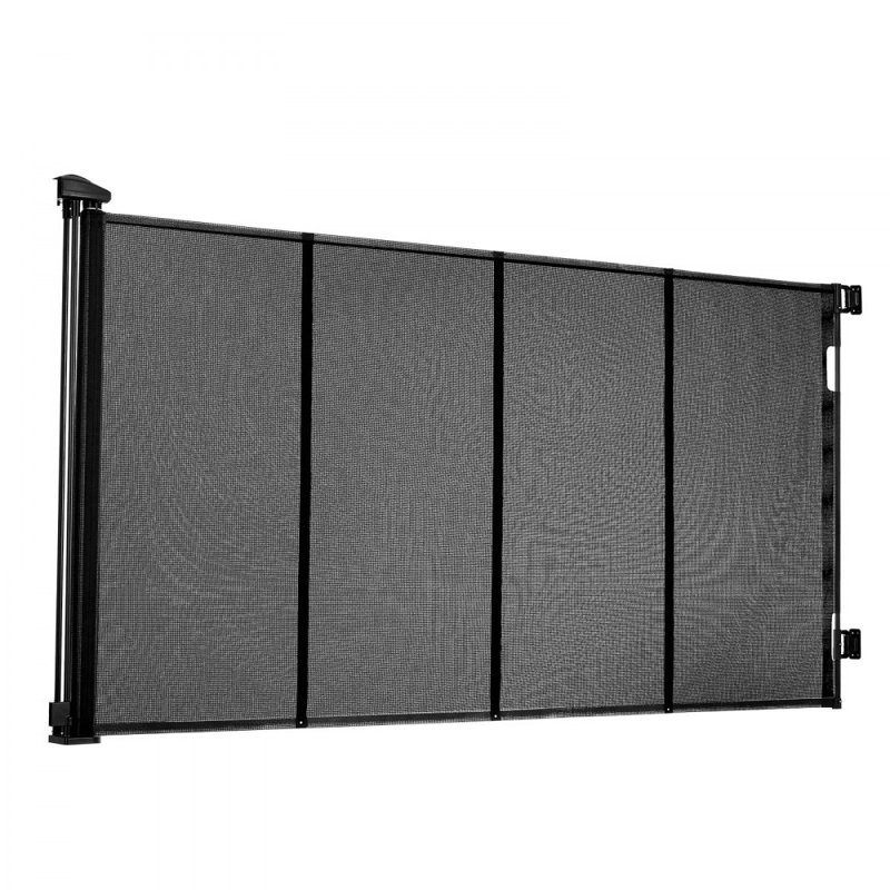 Barrière rétractable pour bébé, extensible jusqu'à 120 pouces de largeur extra large, 38,5 pouces de hauteur, avec des bandes de fibre de verre renforcées, évite de ramper à travers, barrière pour chien en maille pour terrasses, portes, garages, intérieur, noir