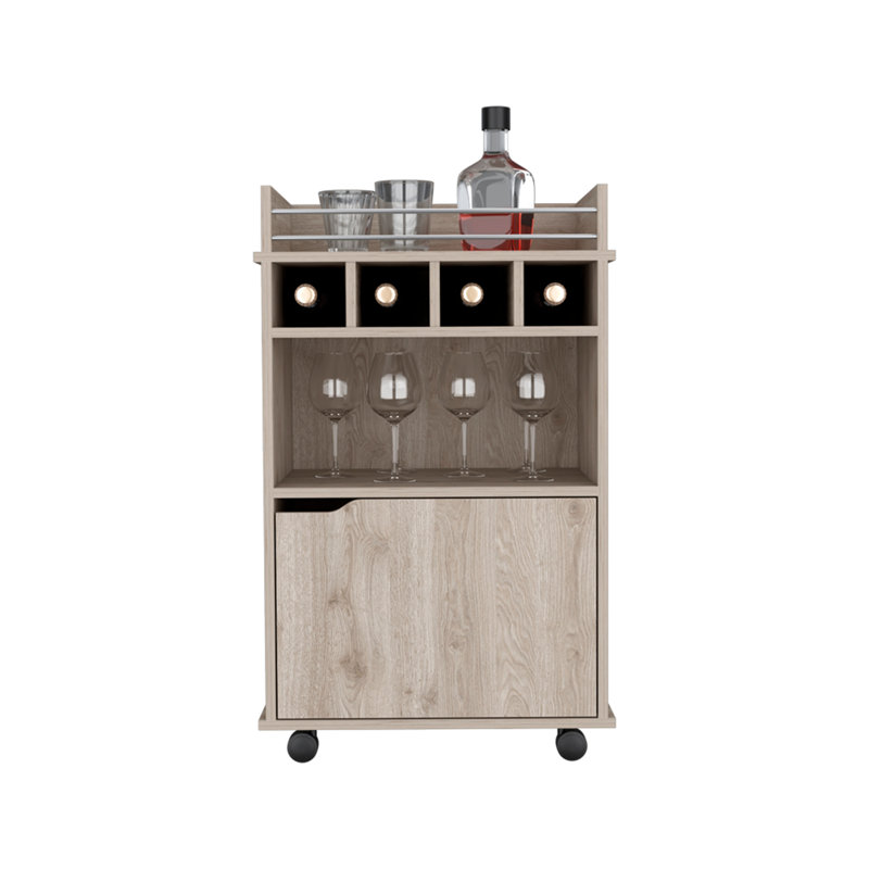 Bar Cart, Living Room, Light Pine, Beige