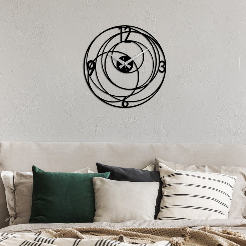 Elegant Black Decorative Metal Wall Clock, 19.3 x 19.3 inches | 100% Metal Construction, Thickness: 0.06 inches | Silent Mechanism, Easy Wall Hanging Design | Perfect for Home or Office Decor, Stylish and Functional