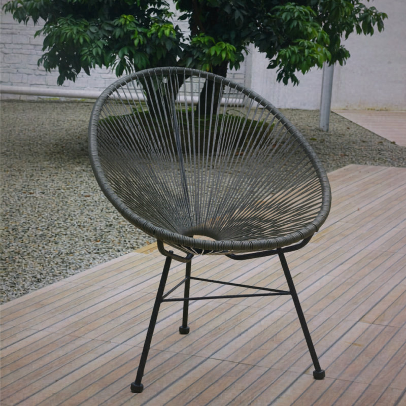 Chaise de patio d'extérieur en vinyle Acapulco avec cadre (ensemble de 2), Gris