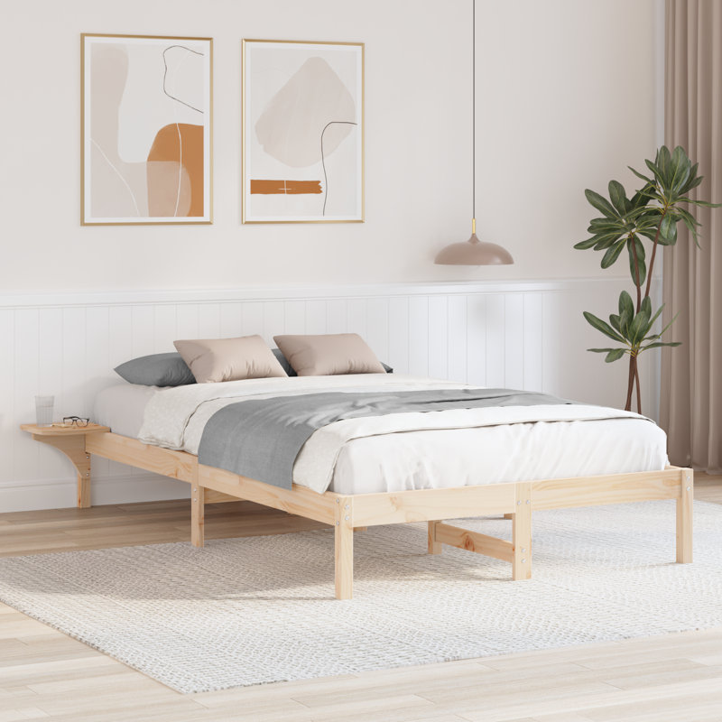 Bed Frame Solid Pine Wood, Small Double (4'), Brown