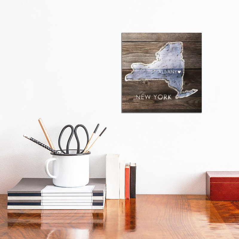 New York Rustic Map - Wrapped Canvas Print, 30.48 cm H x 30.48 cm W