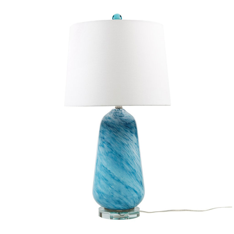Lampe de table confetti en verre bleu Voir ci-dessous