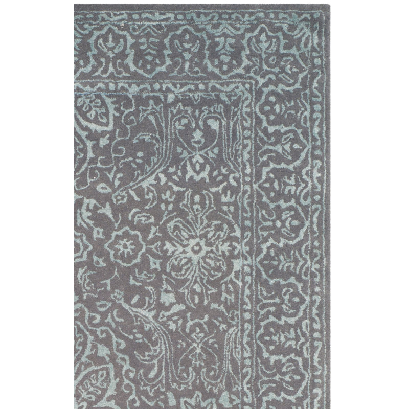 Samaniego Hand Tufted Viscose/Wool Oriental Rug in Opal/Grey, Runner 2'3" x 8'