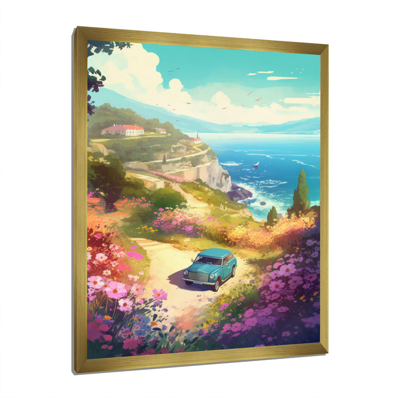 Seaside Drive V - Imprimé, H 20 po x l 12 po x P 1 po, Encadrement doré