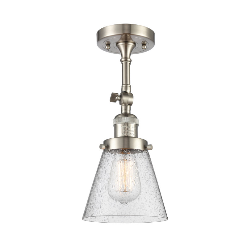 Cone 1 Light Sconce, 6 Watt Vinage LED Bulb, Seedy, Brushed Satin Nickel