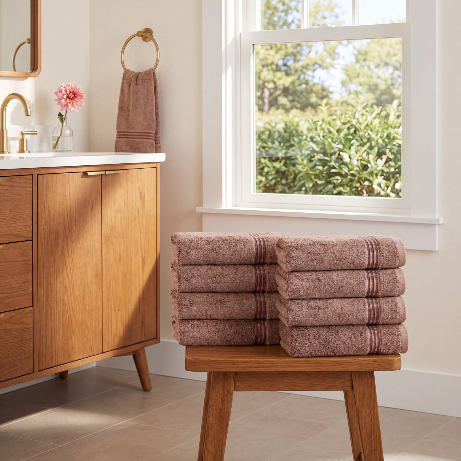 Oleg Egyptian Cotton Hand Towel Set, Mocha