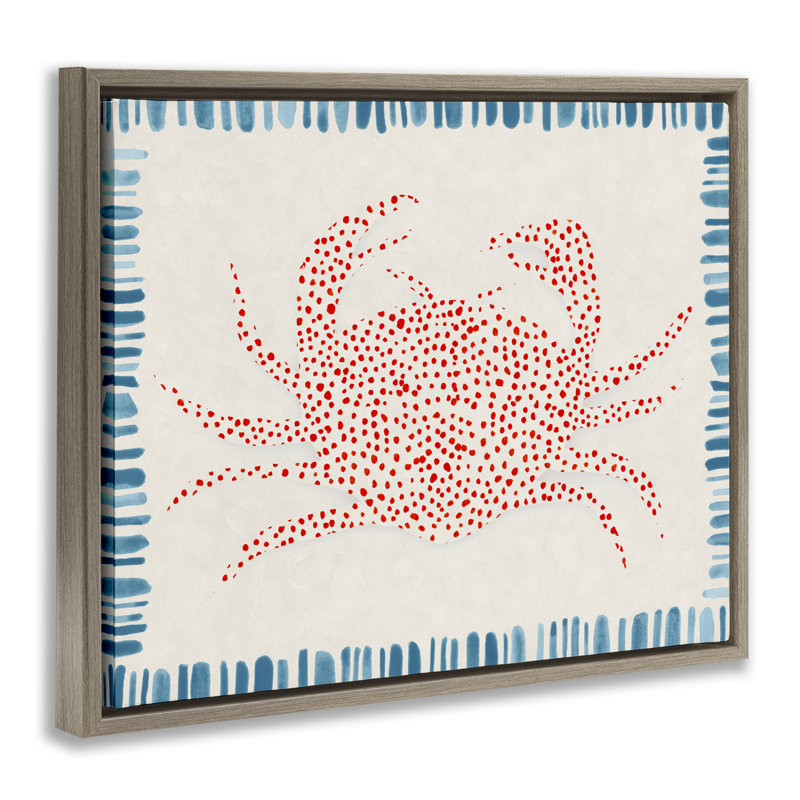 Cadre flottant crabe à pois pointillés, design par Hannah Dawson, H 25 po x l 31 po, Cadre flottant orme Montalcino