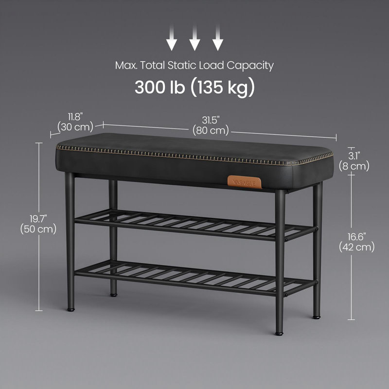 Banc de rangement pour 8 paires de chaussures, Noir encre