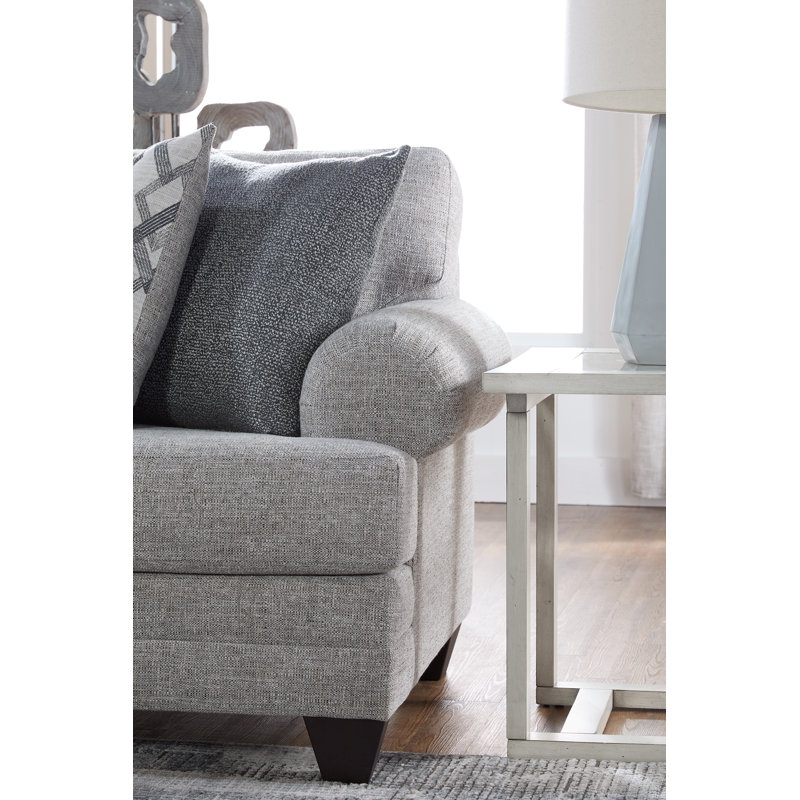Canapé à accoudoirs arrondis 93 po avec coussins réversibles Cannoy, Mélange de polyester brun / gris