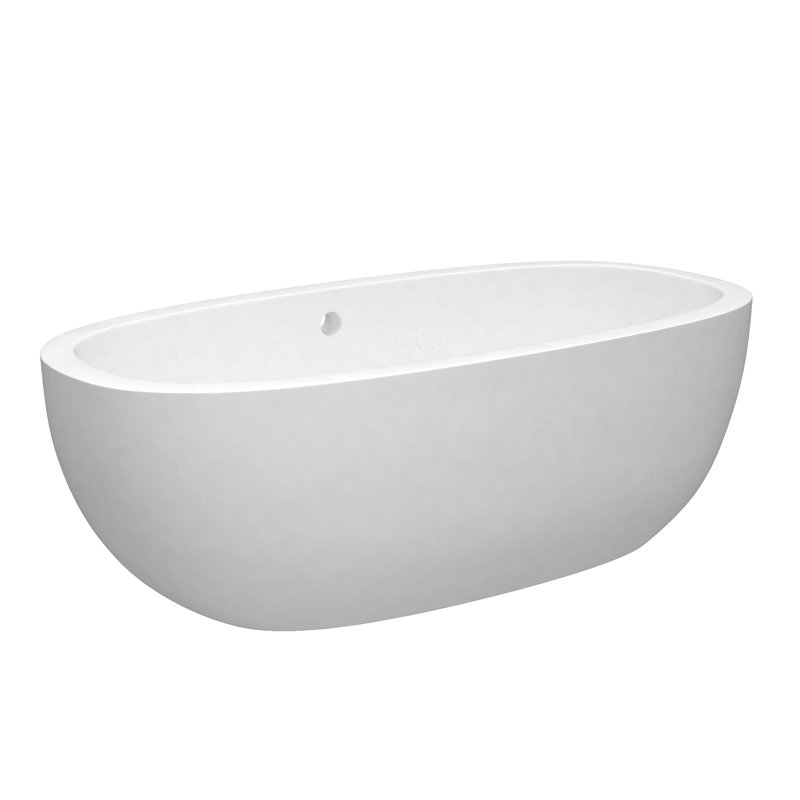 Avalon NativeStone Freestanding Soaking Cement Bathtub, Pearl, 23" H x 36" W x 72" L