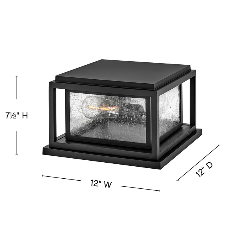 Black Outdoor Pier Mount Lantern with Clear Seedy Glass