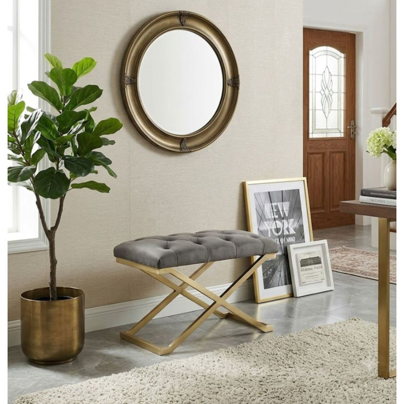 Banc en velours Romano, Gray