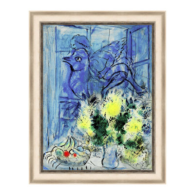 Framed Canvas Wall Art Flying Angel by Marc Chagall Giclee Print Dreamlike Romantic Surrealism Painting Modern Home Decor(White Oak & Mineral Grey,22"x28")