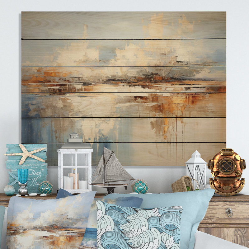 Coastal Ocean Coastal Reflections - Reproduction de paysages sur bois de pin naturel, H 10 po x l 20 po x P 0,78 po