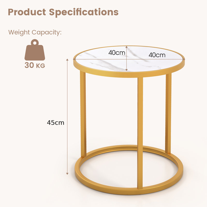 Almaguer 40 cm W Steel Bedside Table