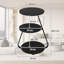Modern 3-Tier Round Bedside Table with Adjustable LED Lighting, Small Accent Storage Table for Sofa Side & Lounge-134514156