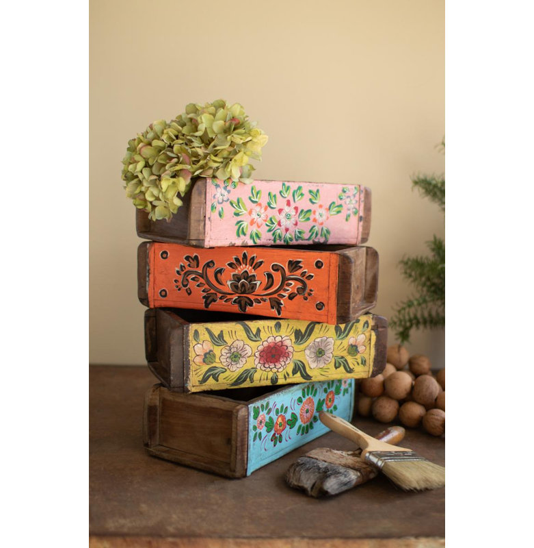 SET OF FOUR HAND PAINTED BRICK MOLDS