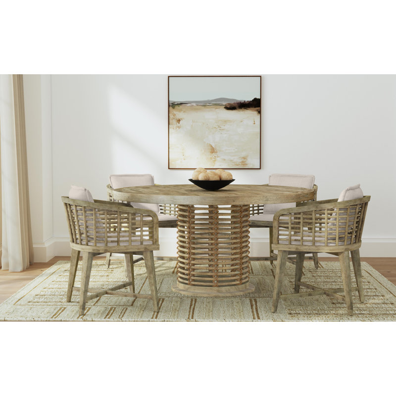 Surfrider 60in Rattan Round Dining Table, Natural, 60" W x 60" L