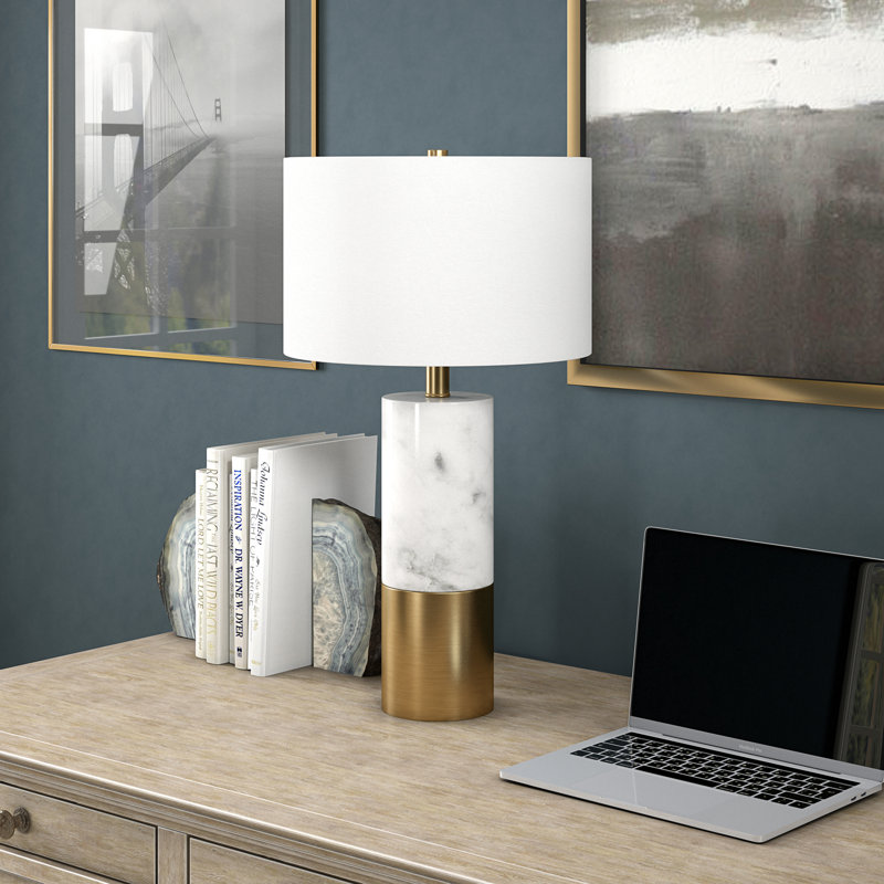 Liana Table Lamp, Marble/Brass/White