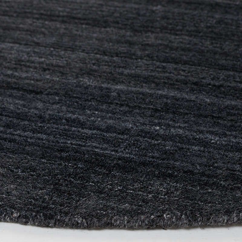 Mcelroy Hand-Woven Flatweave Anthracite Area Rug, Round 6'