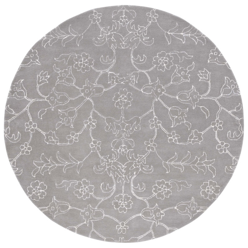 Fifth Avenue Hand Tufted New Zealand Wool Floral Rug, Round 7'