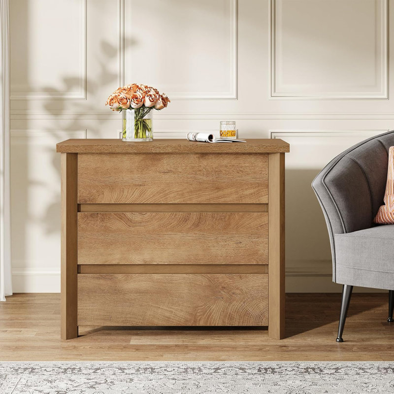 Table de chevet de style campagnard avec 3 tiroirs, grande table de chevet rustique
