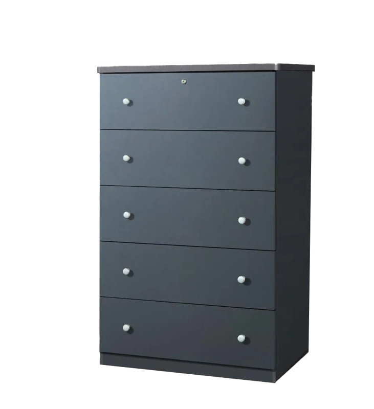 Commode 5 tiroirs Conroy, Gris