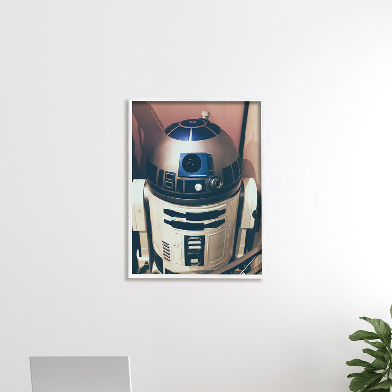 Iconic Retro Sci-Fi Space Robot bleu blanc, H 15 po x l 10 po, Plaque murale