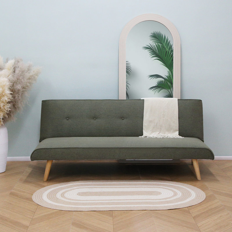3 Seater Linen Sofa Bed, Green