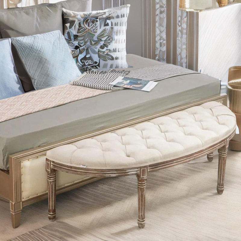 Upholstered Bench, Cream