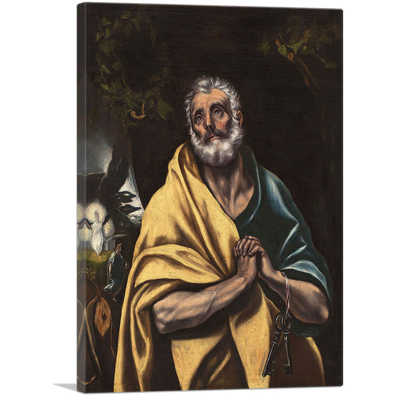 " The Tears Of Saint Peter 1614 " by El Greco Painting Print, 18" H x 12" W x 0.75" D