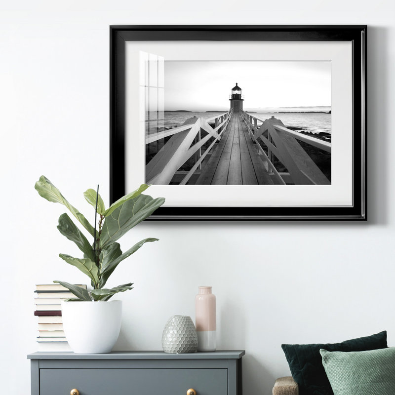 Phare de Marshall Point, reproduction encadrée de qualité supérieure, prête à être accrochée, Papier avec cadre noir