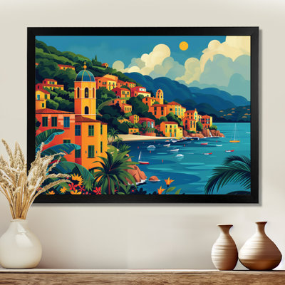 Orange, bleu, riviera italienne, art mural Italie