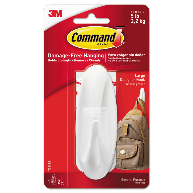 Large White Plastic Adhesive Designer Hook