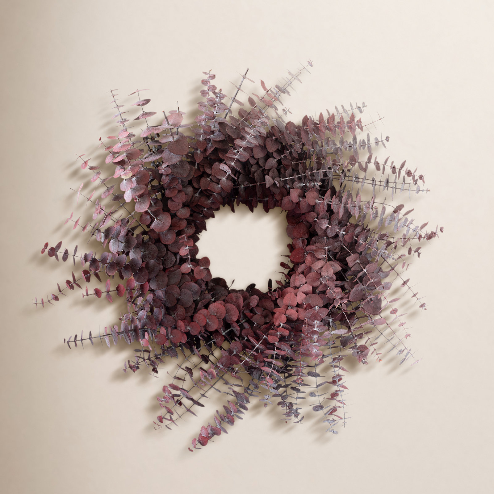 19'' Handcrafted Preserved Eucalyptus Baby Eucalyptus Wreath, Wine