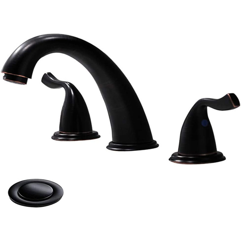 Widespread 2-handle Bathroom Faucet with Drain Assembly, Black