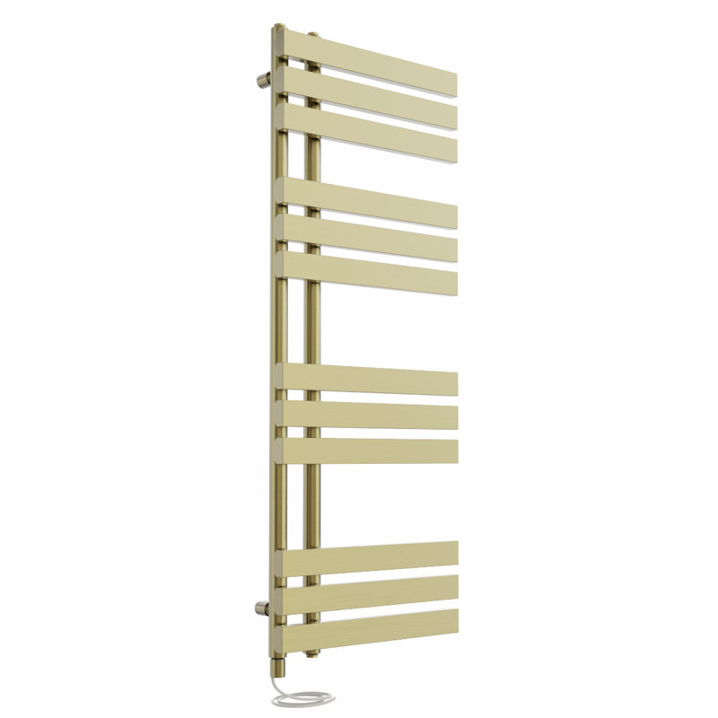 Carralero Designer Towel Rail Heated Towel Rails, Brushed Brass, 120cm H x 45cm W x 7.35cm D