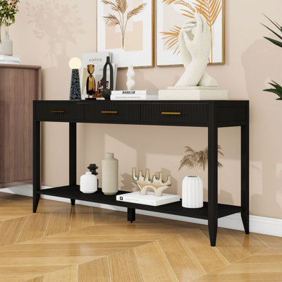 Console moderne avec tiroirs de rangement, conception ondulée et tablette ouverte pour le vestibule ou le salon